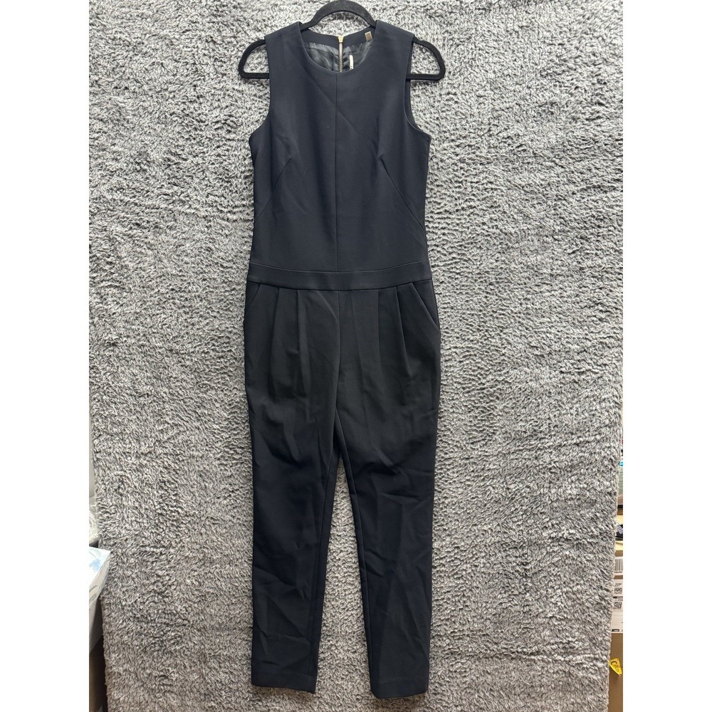 J Brand Textured Sleeveless Lined Pleated High Neck Zip Jumpsuit‎ Size 4 Black